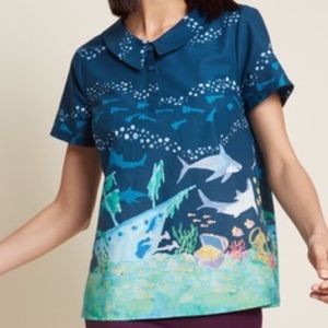 Shark and Mermaid Collard Shirt